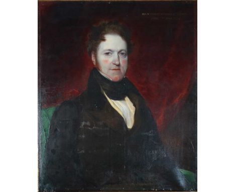 19th Century half length portrait of Hugh Robert Hughes (b.1774) of Kinmel, Abergele, oil on canvas, inscribed Hugh Robert Hu