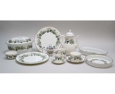 Royal Worcester 'Lavinia' tea, coffee and dinner service 20th century comprising coffee pot and cover, six teacups, seven sau