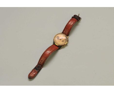 A Gentleman's Chronographe Suisse wristwatch, the yellow metal case stamped '18k 0.750', the gilt dial with two subsidiary di