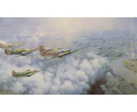 Frank Wootton OBE (1911-1908): Battle Of Britain Memorial Trust limited edition print, bearing 21 pencil signatures including