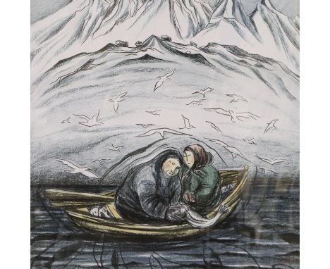 Aka Høegh (Greenlandic, b. 1947): artist signed colour lithograph, Imap Tunissutai (Gifts of the Ocean), dated 1993, with art