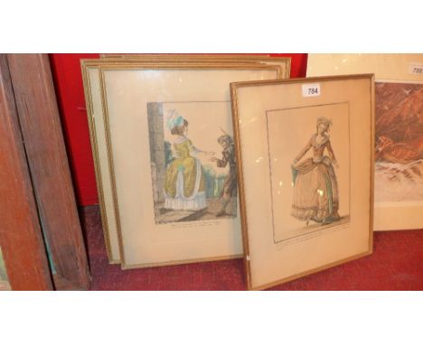 A set of six classical prints of French ladies and gentry 