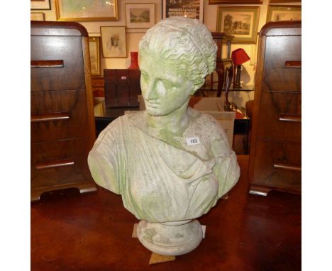 A reconstituted stone portrait bust of a classical lady, from a bust at the British Museum