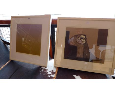 Georgina Hunt, two limited edition prints, 'Harmony of Opposites' and 'Compassion', signed, in white frames 