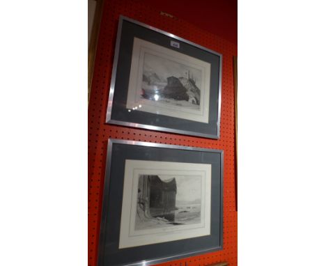 Prints, pair coastal scenes 45 x 38cm 