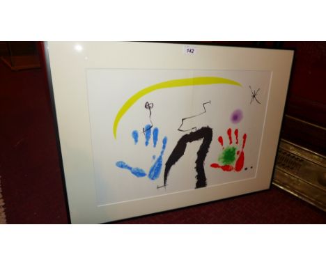 Joan Miro, a 1971 lithograph titled 'Two Hands of Miro', framed 
