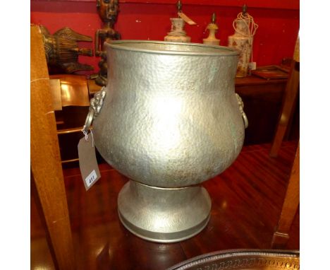 Planter, hammered metal 27cm diameter 