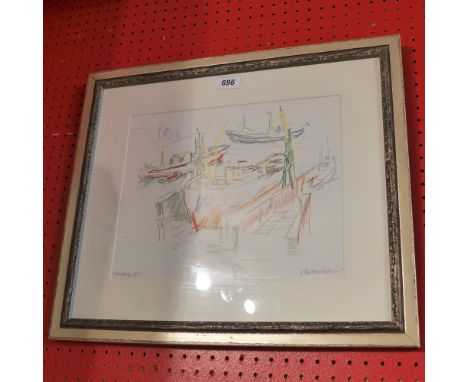 Oskar Kokoshka, a 1961 lithograph titled 'Hamburg Harbour', framed 