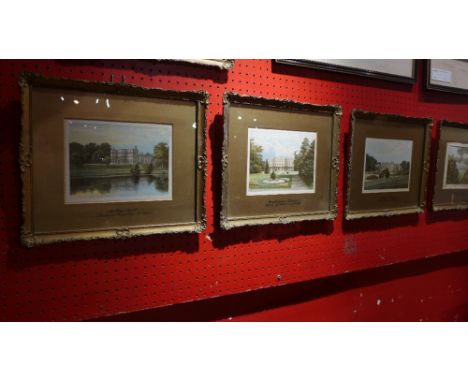 A set of 19th century prints, stately homes, 30 x 35cm 
