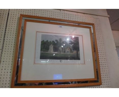 A print of Little Wirley Hall and hunting print 