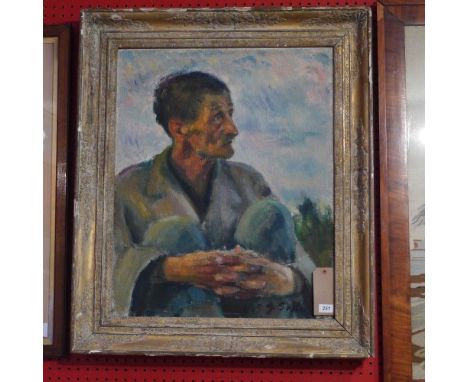 Oil on canvas, post impressionist portrait of a man, 90 x 77cm 