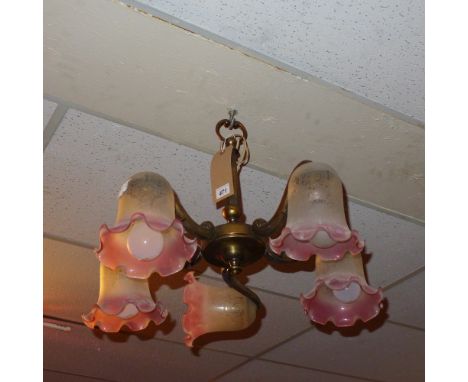 Chandelier, five branches brass
