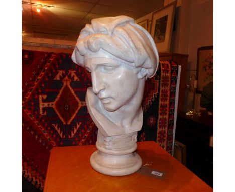 A plaster portrait bust after Michaelangelo, cast from a bust at the British Museum 