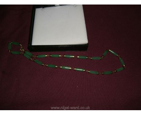 A 14ct gold hallmarked Jade Necklace