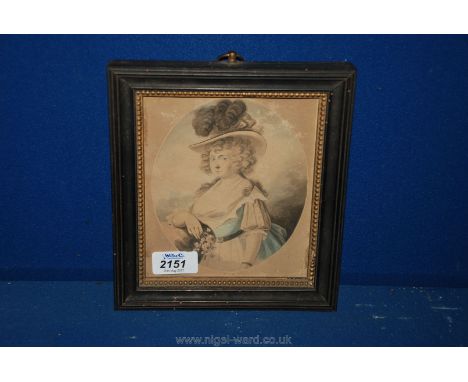 An early 19th c. oval Watercolour Portrait of a Georgian Lady in period frame