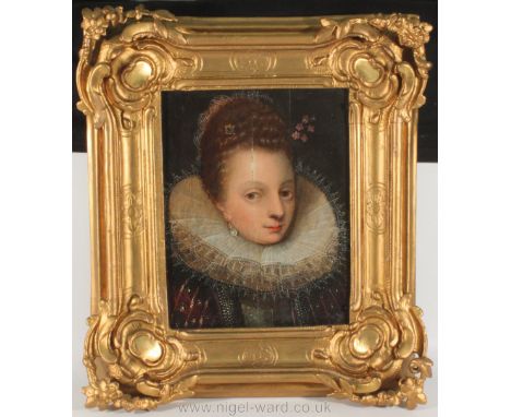 Oil on panel, first decade of the 17th century, portrait of a young girl probably Elizabeth (1596-1662), daughter of James I,