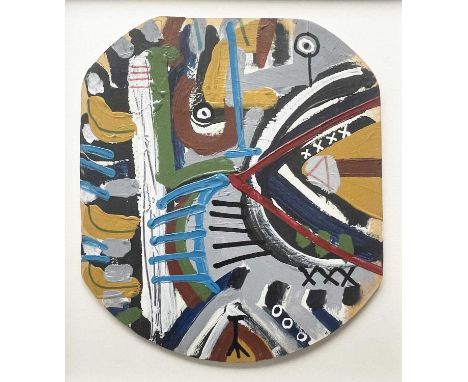 Tony Shiels (British, 1938), 'Portrait of Gabbabawn, Garden Gamecocks', signed and dated 2004 u.l., titled verso, oil on boar