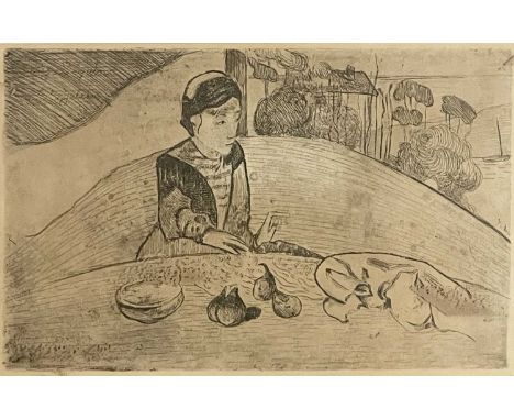 After Paul Gaugin (French, 1848-1903), 'La Femme aux Figues', inscribed 'Chez Seguin a St. Julien' u.l., monochrome print on 