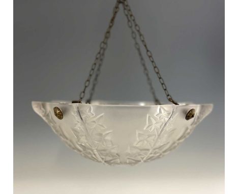Rene Lalique, a Lierre glass light shade, model 2469, designed circa 1927, frosted and polished, moulded mark R Lalique, engr