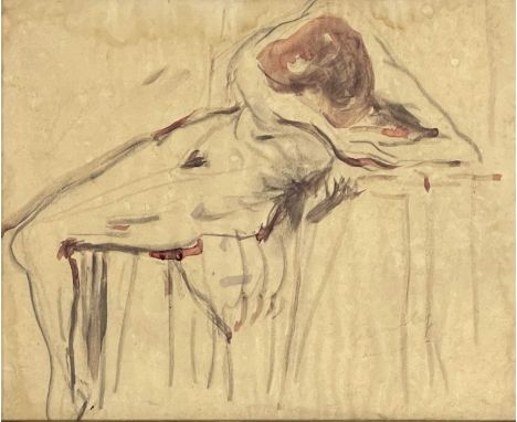 Attributed to Ronald Ossory Dunlop (Irish, 1894-1973), sleeping nude, watercolour and pencil, 19 by 23cm, framed