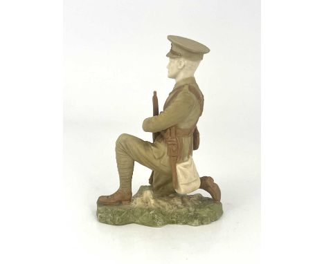 A Royal Worcester figure, 1914, modelled as a World War One Worcestershire Regiment soldier, 13cm high