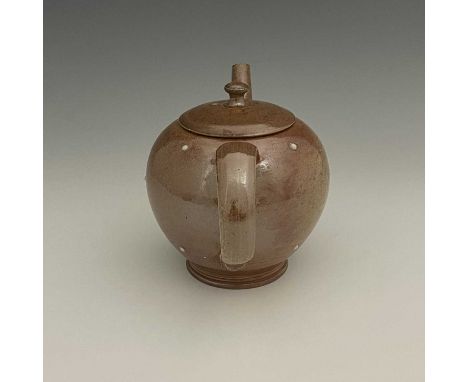 Alistair Young (British, Contemporary), a stoneware salt-glazed teapot decorated with white china clay dots on the exterior, 
