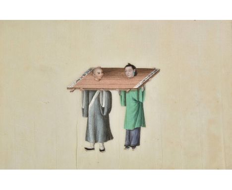 Chinese pith paintings. Victorian scrap album, circa 1850,  containing 20 Chinese watercolours on pith paper, of which 5 orni