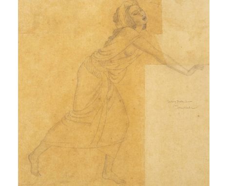 *Dulac (Edmund, 1882-1953). Portrait of a semi-clad female, pencil on several pieces of joined laid paper (unevenly toned), l