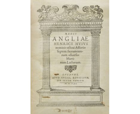 Henry VIII (King of England). Assertio septem sacramentorum adversus Martinum Lutherum, Lyon: Guillaume Rouill‚, 1561, woodcu