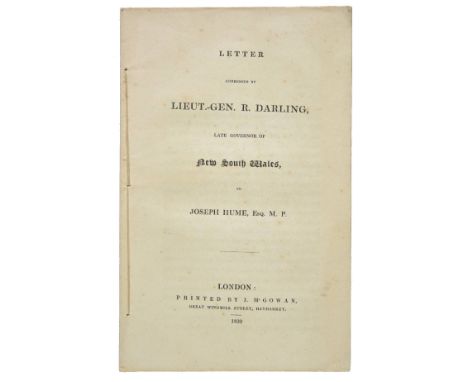 Darling (Lieutenant-General Sir Ralph). A collection of five printed letters, pamphlets and reports relating to Lieutenant-Ge