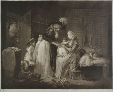 *Ward (William). A Visit to the child at Nurse, published J. R. Smith, 1788, uncoloured mezzotint after George Morland, scrat