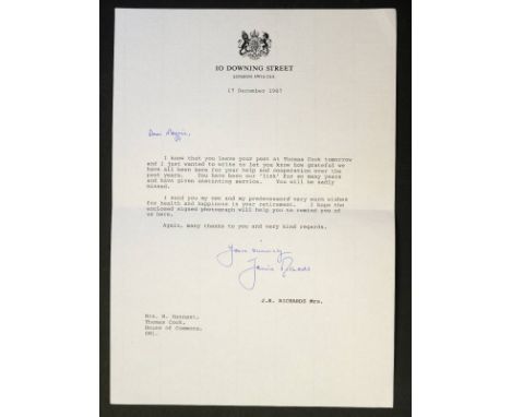 *Thatcher (Margaret Hilda, 1925-2013). Typed letter signed, House of Commons letterhead, 19 September 1977,  to Miss Maggie W