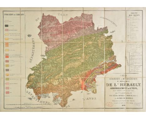 Geological Maps. De Rouville (Paul), Carte g‚ologique et min‚ralogique du d‚partement de l'H‚rault arrondissement de Montpell