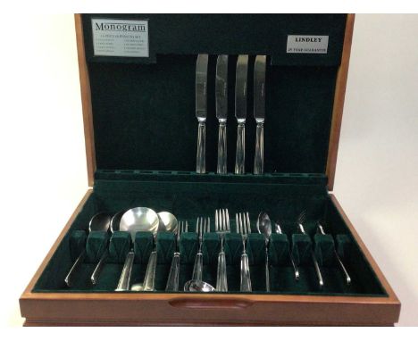 PART CANTEEN OF STAINLESS STEEL CUTLERY, along with other flatware and silver plated items