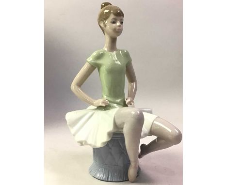 TWO LLADRO FIGURES, AND A LLADRO CLOCK comprising Ballet Ensaya Malva No1 and Ballet Ensaya No5, as well as Lladro clock No 5