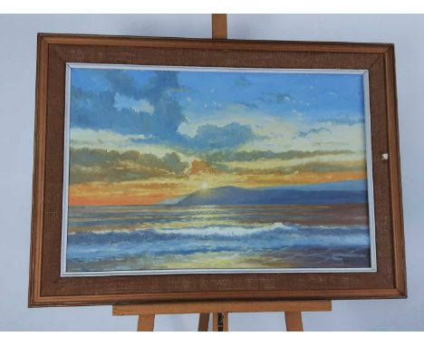 * R B CASTLE, RISING SUN oil on board, signed, framed, together with an unsigned oil, also framedthe R B Castle 64cm x 89cm 