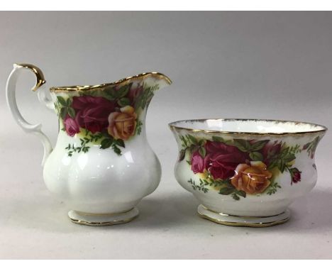 ROYAL ALBERT PART TEA SERVICE, OLD COUNTRY ROSE PATTERN including cups and saucers, milk and sugar and placemats