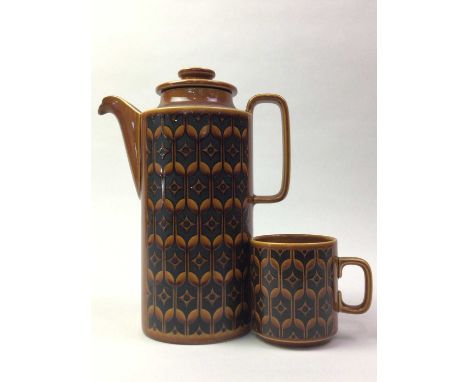 HORNSEA PART COFFEE SET, comprising cups, saucers, side plates, jug, sugar jar, bowls and lidded jars