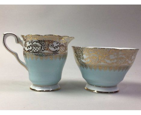 STANLEY TEA SERVICE, AND A ROYAL STANDARD BLUE AND GILT TEA SERVICE the Stanley service comprising six cups and saucers, suga