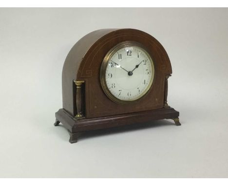 FRENCH INLAID WALNUT MANTEL CLOCK, WITH A INLAID MAHOGANY MANTEL CLOCK  the walnut clock dome shapedwalnut clock 16cm highQty