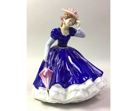 GROUP OF ROYAL DOULTON AND OTHER FIGURES, comprising Mary HN 3375, The Suitor, HN 2132, Hilary HN 2335, also a Royal Worceste