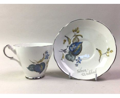 ROYAL STAFFORD TEA SERVICE, ROSES TO REMEMBER PATTERN along with a Silver Wedding two piece tete a tete