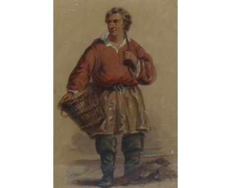 19th century watercolour, portrait of a fisherman, indistinctly signed, 42cm x 28cm, framedPaper discolouration 