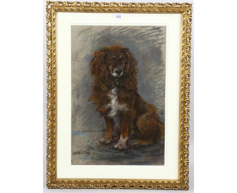 John Guille Millais, portrait of a Spaniel, coloured pastels, signed with monogram, 50cm x 34cm, framedGood condition 