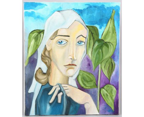 Elizabeth Werlie, portrait of a woman, oil on canvas, signed, 55cm x 46cm, unframedGood condition 