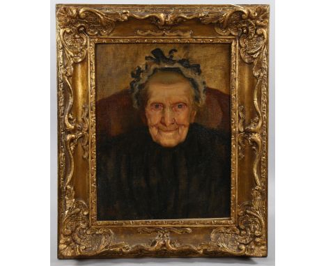 Edward Ertz (1862 - 1954), a portrait of a Pulborough character, oil on canvas, signed with monogram, 38cm x 30cm, framedGood
