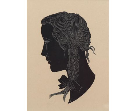 Eric Gill (1882 - 1940), the Plait - a portrait of Petra the  artist's daughter, wood engraving, 1922, from the edition of 48