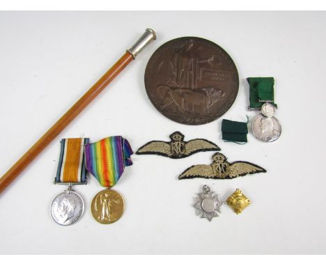 A First World War Royal Flying Corps casualty group comprising Edward VII Volunteer Long Service Medal and miniature to 141 S