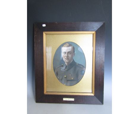 A Great War over-painted photographic portrait of Military Medal recipient Private David John Jones, Royal Welsh Fusiliers, p