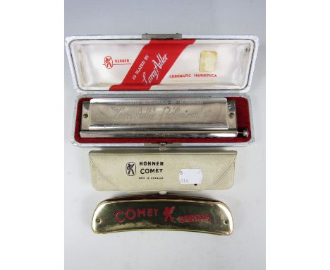 A boxed Hohner Larry Adler Professional 16 chromatic harmonica, together with a Hohner Comet (2) 